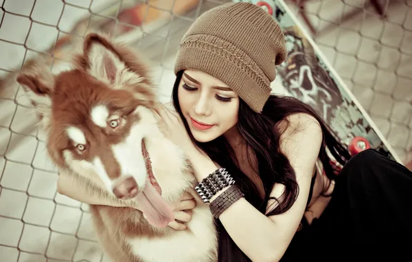 Picture girl, mood, dog
