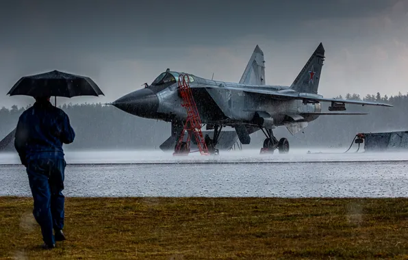 Picture rain, Russian, jet fighter, military aircraft, Soviet aircraft, Mikoyan-Gurevich, Mikoyan MiG-31