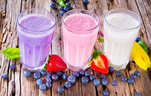 Picture berries, blueberries, strawberry, fruit, banana, banana, strawberry, blueberry
