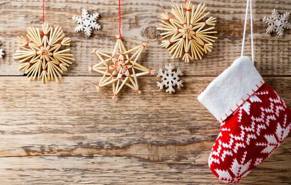 Decoration, snowflakes, background, holiday, new year, Christmas, socks