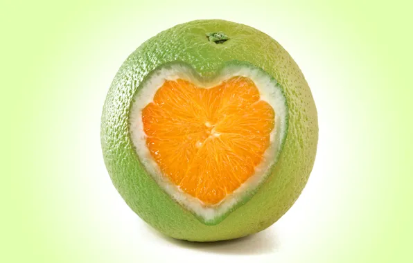 Picture rendering, heart, orange, heart, fruit, orange