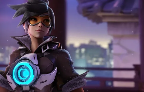 Picture girl, game, Overwatch, tracer