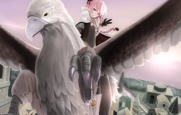 The city, bird, guy, Fate - Apocrypha, Fate Apocrypha
