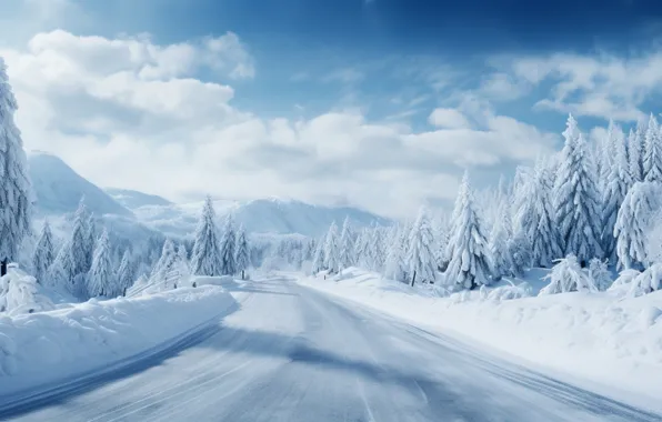 Winter, frost, road, forest, snow, nature, ate, frost