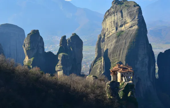 Landscape, nature, rocks, Greece, the monastery, Meteors, Meteor