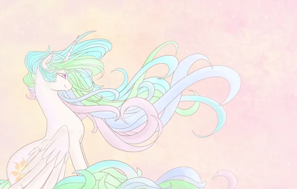 The wind, pink, figure, fantasy, art, mane, unicorn, fantasy