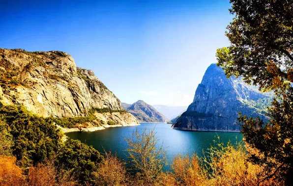 Picture the sky, mountains, lake