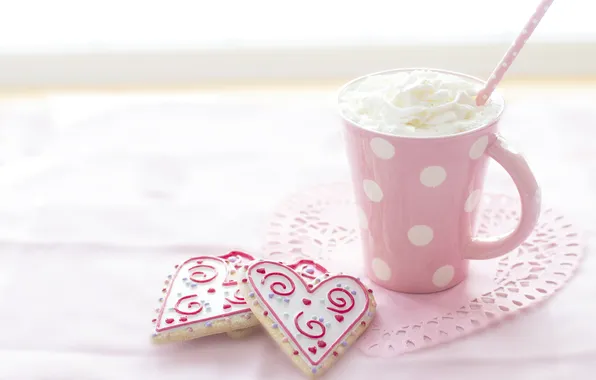 Love, table, holiday, heart, heart, cookies, mug, cocktail