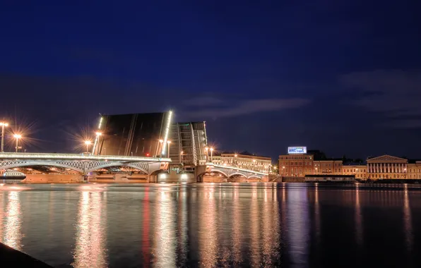 Picture night, Peter, Saint Petersburg, Russia, Russia, bridge, night, The Palace bridge