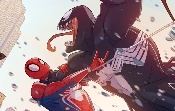 Picture Venom, Peter Parker, Spider Man, Fight, Eddie Brock