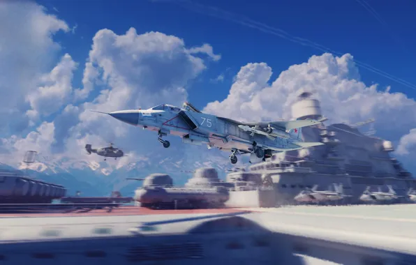 Picture Clouds, The game, Fighter, USSR, Game, The rise, The carrier, War Thunder