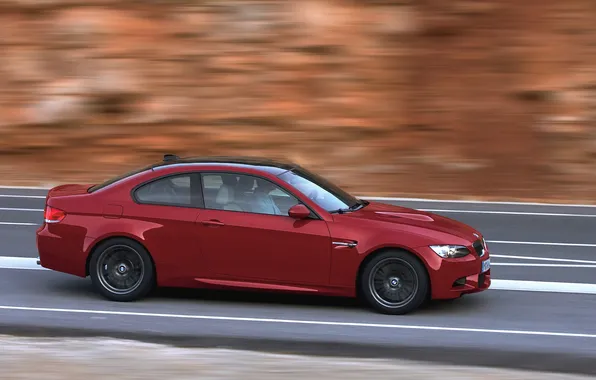 Picture Red, Auto, BMW, Machine, Boomer, BMW, Side view, In Motion