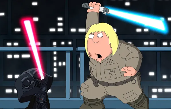 Picture Star Wars, Darth Vader, weapon, cartoon, fight, Family Guy, jedi, pearls
