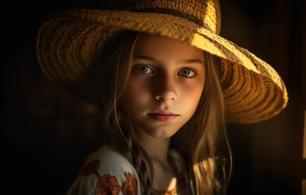 Picture portrait, hat, girl, AI art, The Art of Artificial Intelligence, neural network