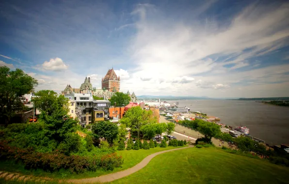Landscape, river, coast, home, Canada, Quebec