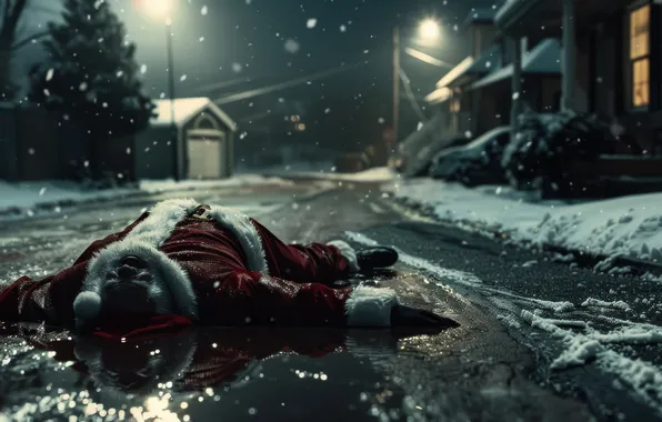 Picture Home, Road, Night, Snow, Christmas, Lights, Dirt, New year