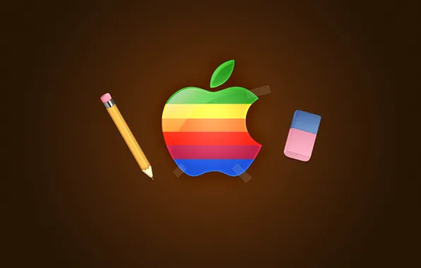 Apple, logo, pencil