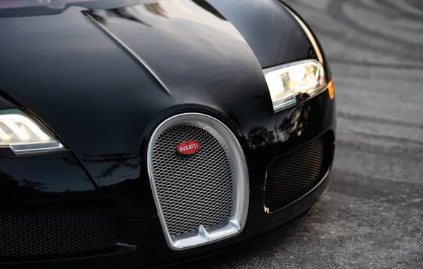 Bugatti, Veyron, logo, Bugatti Veyron, close-up, 16.4, grille, Black Blood