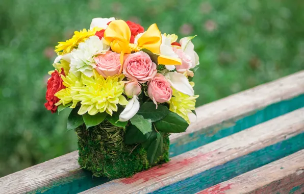 Roses, bouquet, dahlias