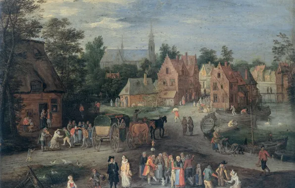 Landscape, oil, picture, Flemish Village, Peter Gysels