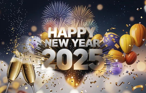 Figures, New year, date, 2025, AI art, neural network, New Year 2025