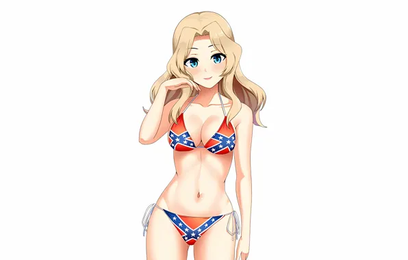 Girl, sexy, cleavage, long hair, boobs, anime, blue eyes, beautiful