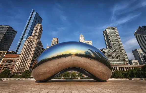 Picture drop, Chicago, USA, Il, Chicago, drop, monument, mercury