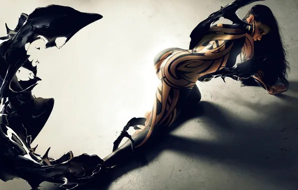 Ass, girl, paint, art, Onyx