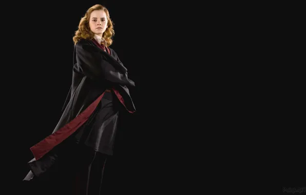 Girl, actress, beauty, Emma Watson, Emma Watson, black background, Hermione Granger, Hermione Granger