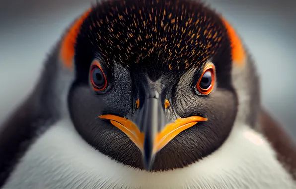 Look, close-up, nature, pose, bird, penguin, AI art, neural network