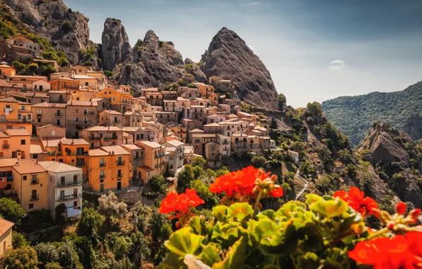 Picture landscape, mountains, village, home, Italy, municipality, Castelmezzano, Alexander the Silent