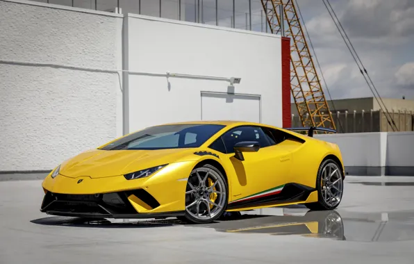 Picture Lamborghini, Yellow, VAG, Performante, Huracan, Roof, Sight, LED