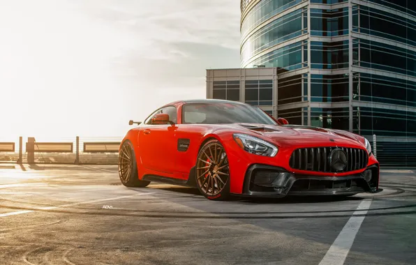 Picture Mercedes, AMG, Sunset, Evening, GTS, RED