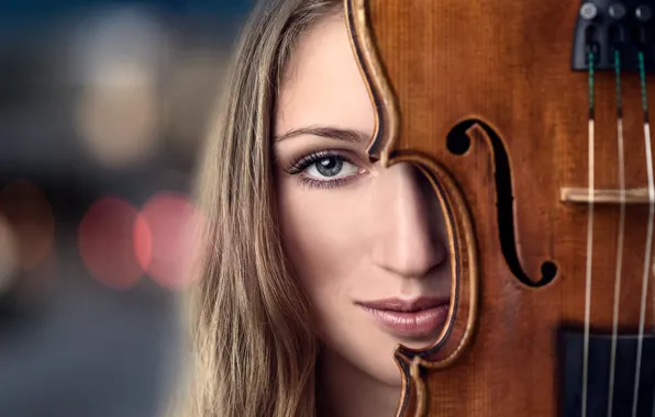 Girl, music, violin, portrait, musical instrument