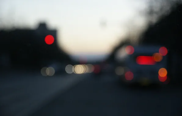 Picture night, the city, lights, transport, street, the evening