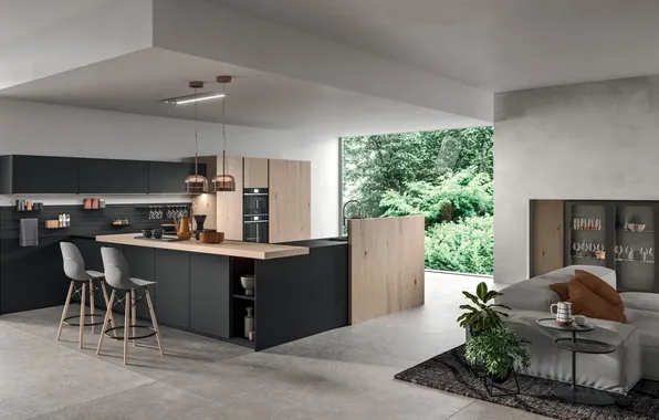 Style, Villa, interior, Italy, kitchen, living room, dining room, dining area