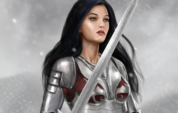 Girl, sword, art, armor, Natasha, Lords of Gossamer and Shadow