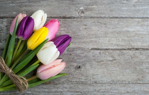 Picture purple, flowers, yellow, bouquet, tulips, pink, white, THE OFF