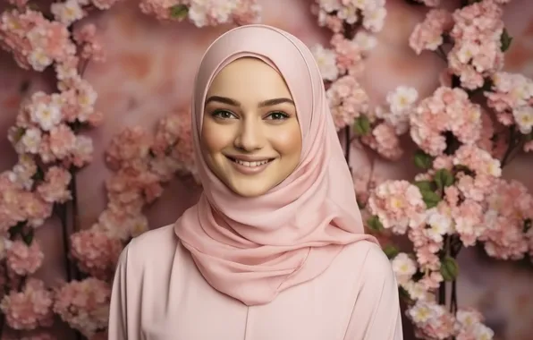 Flowers, Girl, Look, Smile, Digital art, AI art, The Art of Artificial Intelligence, Neural network