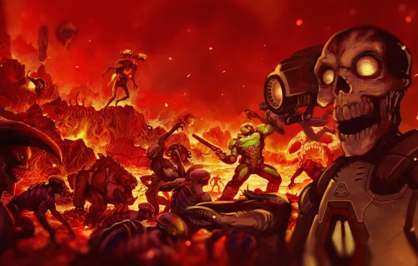 The game, Bethesda Softworks, hell, Doom, id software, Revenant, DoomGuy