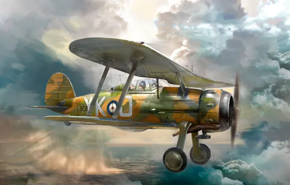 Picture RAF, Gloster Gladiator, British fighter biplane, Mk.I