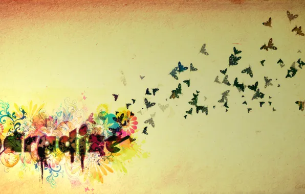 Flower, butterfly, Paradise