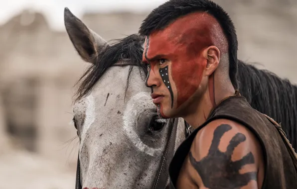 Wallpaper, man, leather, animal, horse, indian, warrior, mane