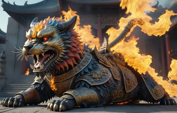 Fire, beast, bronze