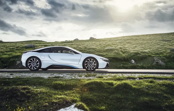 Picture car, white, nature, bmw i8, ciprian mihai