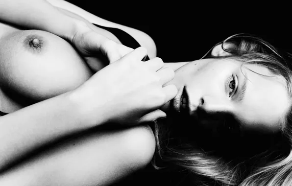 Girl, model, blonde, black and white, Marloes Horst, Marlo Horst