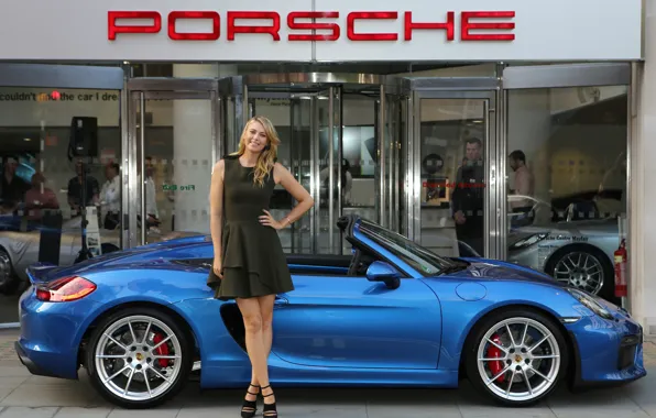 Picture auto, look, girl, smile, Porsche, convertible, Maria Sharapova