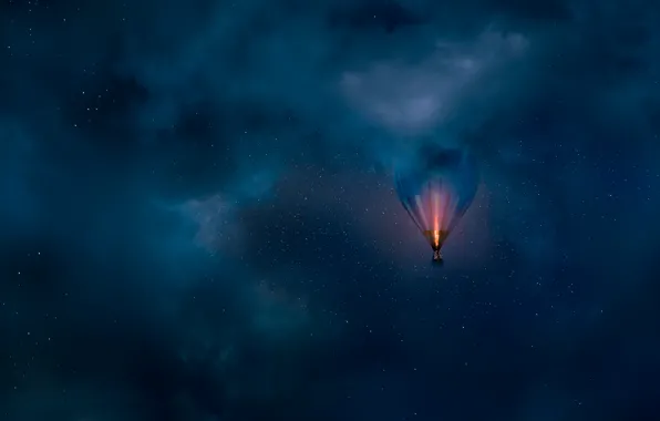 The sky, balloon, stars