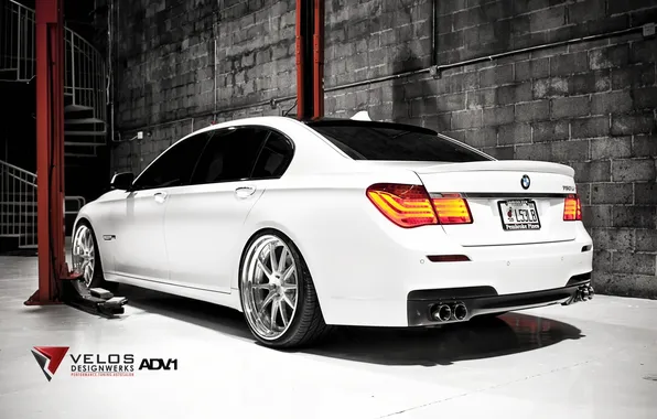 Picture white, wall, tuning, BMW, BMW, rear view, tuning, seven