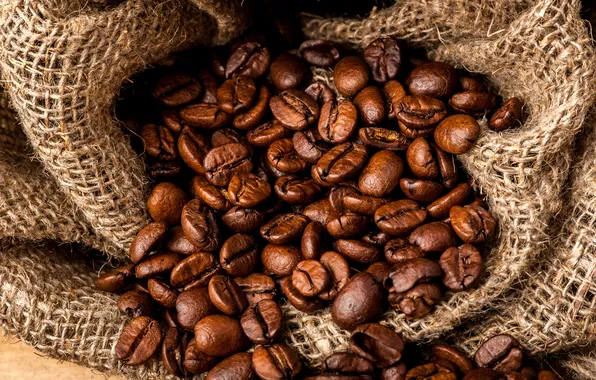 Picture coffee, grain, bag, brown